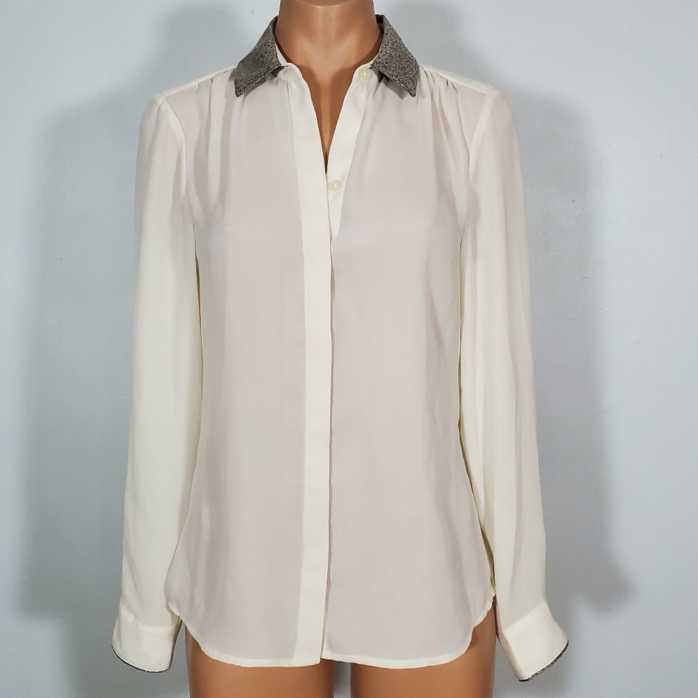 Banana Republic Cream Sheer Button Down